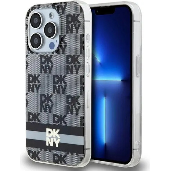 DKNY IML Checkered Mono Pattern & Printed Stripes MagSafe Case for iPhone 14 Pro - Black - (DK000168-0)
