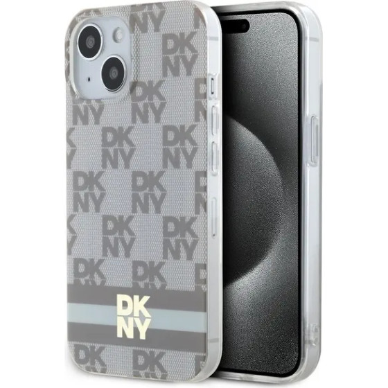 DKNY IML Checkered Mono Pattern & Printed Stripes MagSafe case for iPhone 15 / 14 / 13 - beige - (DK000180-0)