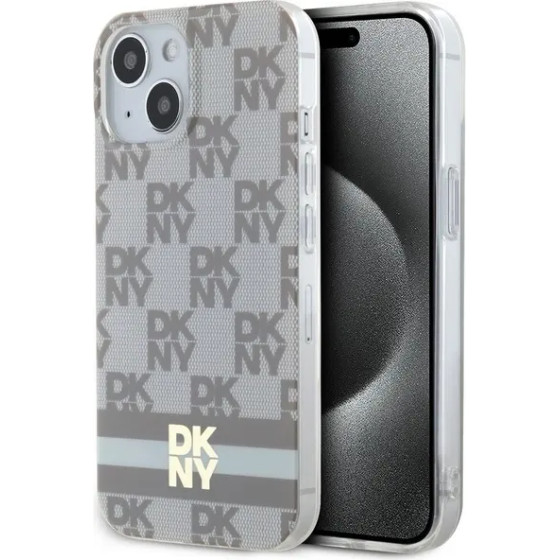 DKNY IML Checkered Mono Pattern & Printed Stripes MagSafe case for iPhone 15 / 14 / 13 - beige - (DK000177-0)