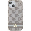 DKNY IML Checkered Mono Pattern & Printed Stripes MagSafe Case for iPhone 15 Plus / 14 Plus - Beige - (DK000181-0)