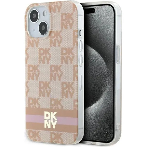 DKNY IML Checkered Mono Pattern & Printed Stripes MagSafe case for iPhone 15 / 14 / 13 - pink - (DK000161-0)