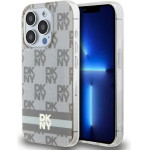 DKNY IML Checkered Mono Pattern & Printed Stripes MagSafe case for iPhone 15 Pro - beige - (DK000182-0)