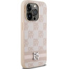 DKNY Leather Checkered Mono Pattern & Printed Stripes case for iPhone 14 Pro - pink - (DK000118-0)