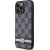 DKNY Leather Checkered Mono Pattern & Printed Stripes Case for iPhone 14 Pro Max - Black - (DK000112-0)