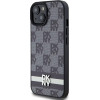 DKNY Leather Checkered Mono Pattern & Printed Stripes Case for iPhone 15 Plus / 14 Plus - Black - (DK000114-0)