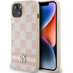 DKNY Leather Checkered Mono Pattern & Printed Stripes case for iPhone 15 / 14 / 13 - pink - (DK000117-0)