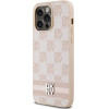 DKNY Leather Checkered Mono Pattern & Printed Stripes case for iPhone 14 Pro Max - pink - (DK000119-0)