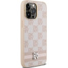 DKNY Leather Checkered Mono Pattern & Printed Stripes case for iPhone 14 Pro Max - pink - (DK000119-0)