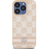 DKNY Leather Checkered Mono Pattern & Printed Stripes case for iPhone 15 Pro Max - pink - (DK000123-0)