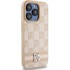 DKNY Leather Checkered Mono Pattern & Printed Stripes case for iPhone 15 Pro Max - pink - (DK000123-0)