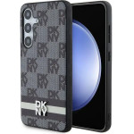 DKNY Leather Checkered Mono Pattern & Printed Stripes Case for Samsung Galaxy S24 - Black - (DK000107-0)