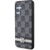 DKNY Leather Checkered Mono Pattern & Printed Stripes Case for Samsung Galaxy S24 - Black - (DK000107-0)