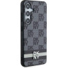 DKNY Leather Checkered Mono Pattern & Printed Stripes Case for Samsung Galaxy S24 - Black - (DK000107-0)