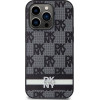 DKNY Leather Checkered Mono Pattern & Printed Stripes iPhone 14 Pro Case - Black - (DK000111-0)