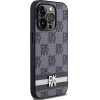 DKNY Leather Checkered Mono Pattern & Printed Stripes iPhone 14 Pro Case - Black - (DK000111-0)