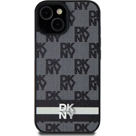 DKNY Leather Checkered Mono Pattern & Printed Stripes case for Samsung Galaxy S24+ - black - (DK000108-0)