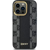 DKNY Leather Checkered Mono Pattern MagSafe Case for iPhone 13 Pro / 13 - Black - (DK000204-0)