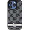 DKNY Leather Checkered Mono Pattern & Printed Stripes iPhone 15 Pro Case - Black - (DK000115-0)