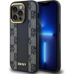 DKNY Leather Checkered Mono Pattern MagSafe Case for iPhone 13 Pro Max - Black - (DK000205-0)
