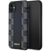 DKNY Leather Checkered Mono Pattern MagSafe Case for iPhone 11 / Xr - Black - (DK000200-0)