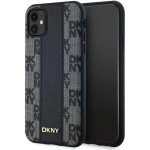 DKNY Leather Checkered Mono Pattern MagSafe Case for iPhone 11 / Xr - Black - (DK000200-0)