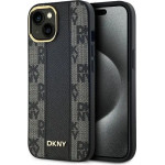 DKNY Leather Checkered Mono Pattern MagSafe Case for iPhone 14/15/13 - Black - (DK000206-0)