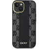 DKNY Leather Checkered Mono Pattern MagSafe Case for iPhone 14/15/13 - Black - (DK000206-0)