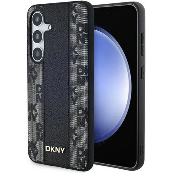 DKNY Leather Checkered Mono Pattern MagSafe case for Samsung Galaxy S24+ - black - (DK000202-0)