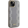 DKNY Leather Checkered Mono Pattern MagSafe iPhone 14 Case - Beige - (DK000214-0)