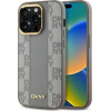 DKNY Leather Checkered Mono Pattern MagSafe iPhone 14 Pro Case - Beige - (DK000215-0)