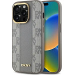 DKNY Leather Checkered Mono Pattern MagSafe iPhone 14 Pro Case - Beige - (DK000215-0)