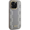 DKNY Leather Checkered Mono Pattern MagSafe iPhone 14 Pro Case - Beige - (DK000215-0)