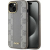 DKNY Leather Checkered Mono Pattern MagSafe iPhone 15 Case - Beige - (DK000217-0)