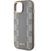 DKNY Leather Checkered Mono Pattern MagSafe iPhone 15 Case - Beige - (DK000217-0)