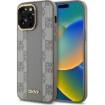 DKNY Leather Checkered Mono Pattern MagSafe iPhone 14 Pro Max Case - Beige - (DK000216-0)