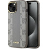 DKNY Leather Checkered Mono Pattern MagSafe iPhone 15 Plus Case - Beige - (DK000218-0)