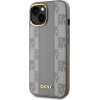 DKNY Leather Checkered Mono Pattern MagSafe iPhone 15 Plus Case - Beige - (DK000218-0)