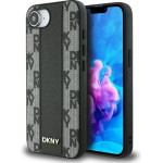 DKNY Leather Checkered Mono Pattern MagSafe iPhone 16e Case - Black - (DK000315-0)
