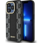 DKNY Leather Checkered Mono Pattern MagSafe iPhone 15 Pro Max Case - Black - (DK000212-0)