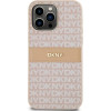 DKNY Leather Mono Stripe & Metal Logo case for iPhone 14 Pro Max - pink - (DK000068-0)