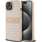 DKNY Leather Mono Stripe & Metal Logo Case for iPhone 15 Plus / 14 Plus - Pink - (DK000070-0)