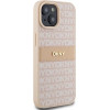 DKNY Leather Mono Stripe & Metal Logo Case for iPhone 15 Plus / 14 Plus - Pink - (DK000070-0)