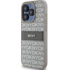DKNY Leather Mono Stripe & Metal Logo case for iPhone 15 Pro - beige - (DK000064-0)