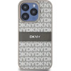 DKNY Leather Mono Stripe & Metal Logo case for iPhone 15 Pro - beige - (DK000064-0)