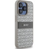 DKNY Leather Mono Stripe & Metal Logo case for iPhone 15 Pro - beige - (DK000064-0)