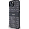 DKNY Leather Mono Stripe & Metal Logo Case for iPhone 15 Plus / 14 Plus - Black - (DK000055-0)