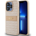 DKNY Leather Mono Stripe & Metal Logo case for iPhone 15 Pro - pink - (DK000071-0)