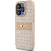 DKNY Leather Mono Stripe & Metal Logo case for iPhone 15 Pro - pink - (DK000071-0)