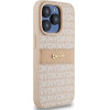 DKNY Leather Mono Stripe & Metal Logo case for iPhone 15 Pro - pink - (DK000071-0)