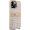 DKNY Leather Mono Stripe & Metal Logo case for iPhone 15 Pro Max - pink - (DK000072-0)